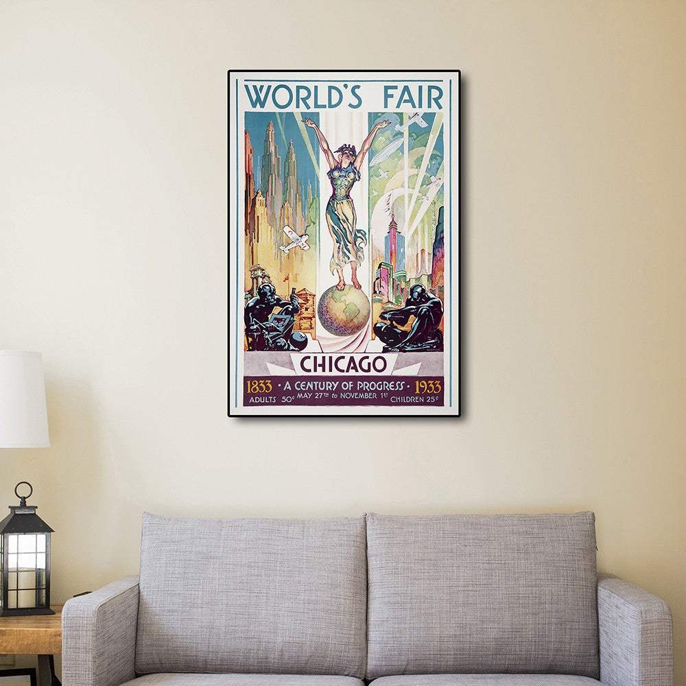 Vintage 1933 Chicago Worlds Fair Unframed Print Wall Art - Homeroots - Flyclothing LLC