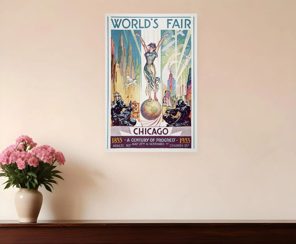 12" x 18" Vintage 1933 Chicago Worlds Fair Wall Art - Homeroots - Flyclothing LLC