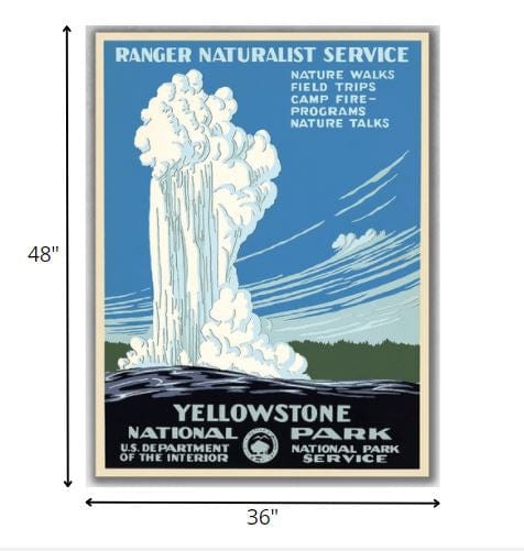 36" x 48" Yellowstone National Park c1938 Vintage Travel Poster Wall Art - Homeroots - Flyclothing LLC