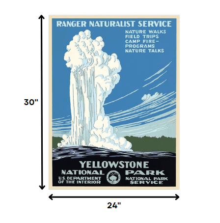 24" x 32" Yellowstone National Park c1938 Vintage Travel Poster Wall Art - Homeroots - Flyclothing LLC