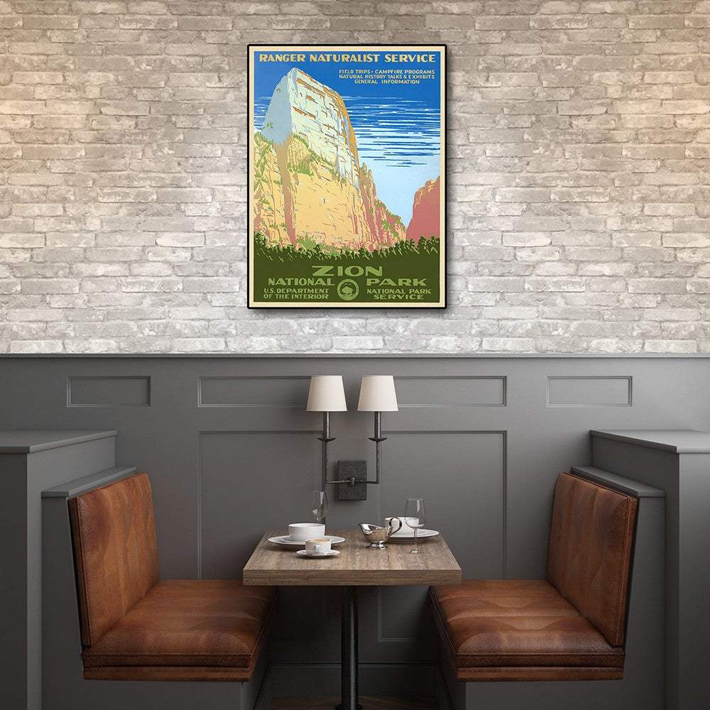 36" x 48" Zion National Park c1938 Vintage Travel Poster Wall Art - Homeroots - Flyclothing LLC