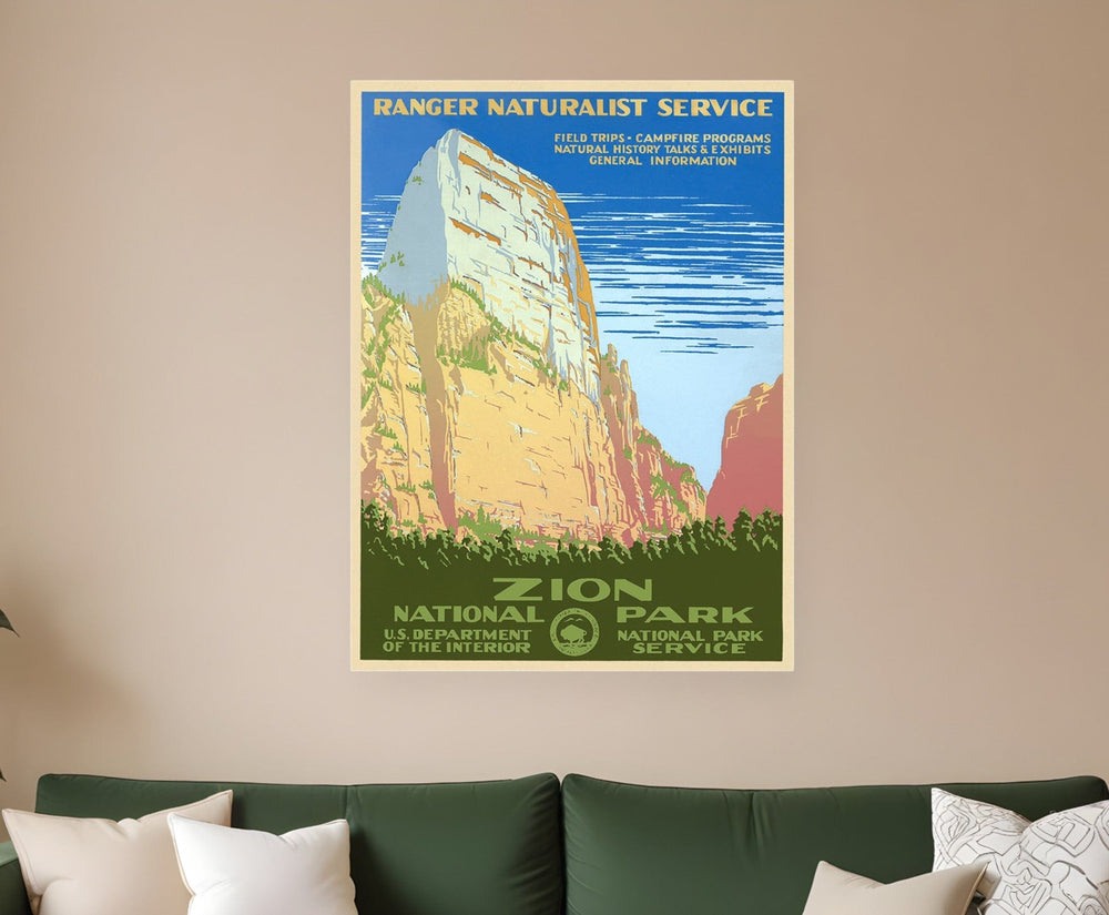36" x 48" Zion National Park c1938 Vintage Travel Poster Wall Art - Homeroots