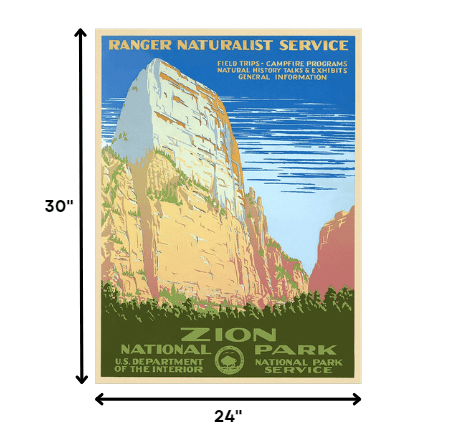 24" x 32" Zion National Park c1938 Vintage Travel Poster Wall Art - Homeroots - Flyclothing LLC