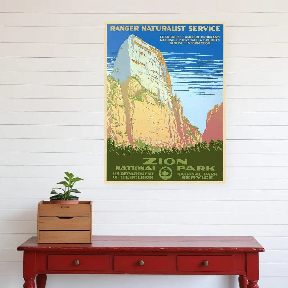 18" x 24" Zion National Park c1938 Vintage Travel Poster Wall Art - Homeroots