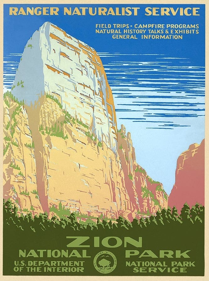 18" x 24" Zion National Park c1938 Vintage Travel Poster Wall Art - Homeroots - Flyclothing LLC