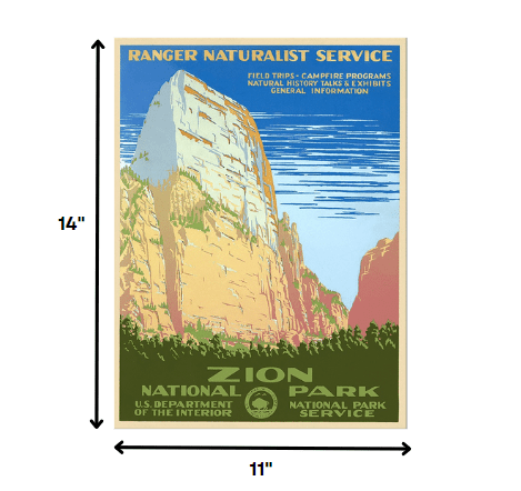 11" x 14" Zion National Park c1938 Vintage Travel Poster Wall Art - Homeroots - Flyclothing LLC