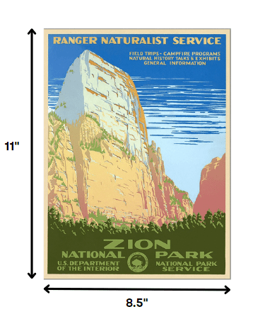 8.5" x 11" Zion National Park c1938 Vintage Travel Poster Wall Art - Homeroots - Flyclothing LLC