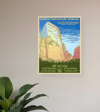 8.5" x 11" Zion National Park c1938 Vintage Travel Poster Wall Art - Homeroots