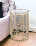 Set of Two Geometric Gold and Glass Side Tables - Homeroots - Flyclothing LLC