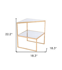 22" Gold And Clear Glass Mirrored End Table - Homeroots