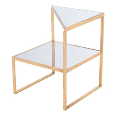 22" Gold And Clear Glass Mirrored End Table - Homeroots