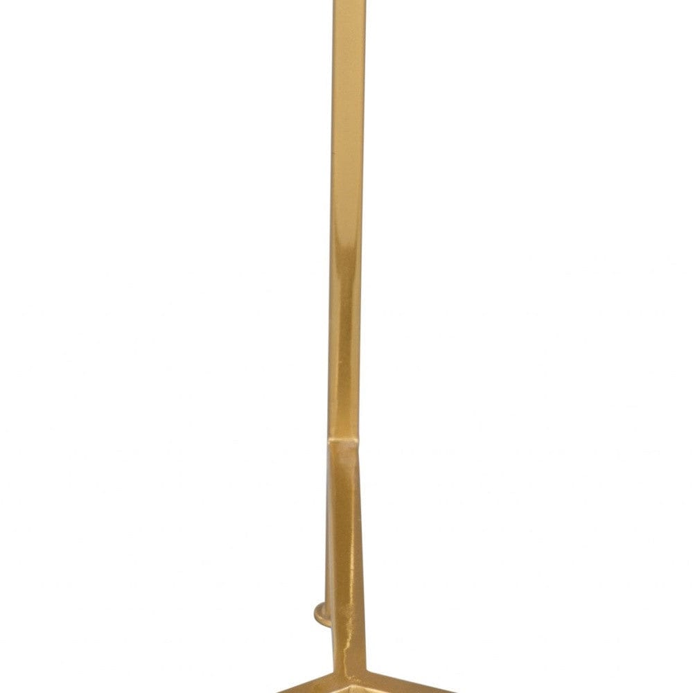 20" Gold And White Genuine Marble Look Round End Table - Homeroots