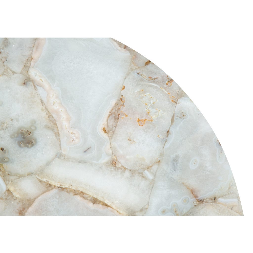 20" Gold And White Genuine Marble Look Round End Table - Homeroots
