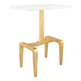 23" Gold Genuine Marble Look Rectangular End Table - Homeroots - Flyclothing LLC