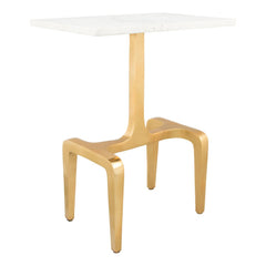 23" Gold Genuine Marble Look Rectangular End Table - Homeroots