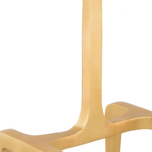 23" Gold Genuine Marble Look Rectangular End Table - Homeroots