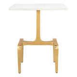 23" Gold Genuine Marble Look Rectangular End Table - Homeroots - Flyclothing LLC