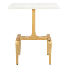 23" Gold Genuine Marble Look Rectangular End Table - Homeroots