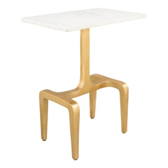 23" Gold Genuine Marble Look Rectangular End Table - Homeroots