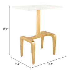 23" Gold Genuine Marble Look Rectangular End Table - Homeroots
