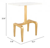 23" Gold Genuine Marble Look Rectangular End Table - Homeroots