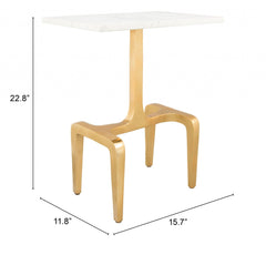 23" Gold Genuine Marble Look Rectangular End Table - Homeroots