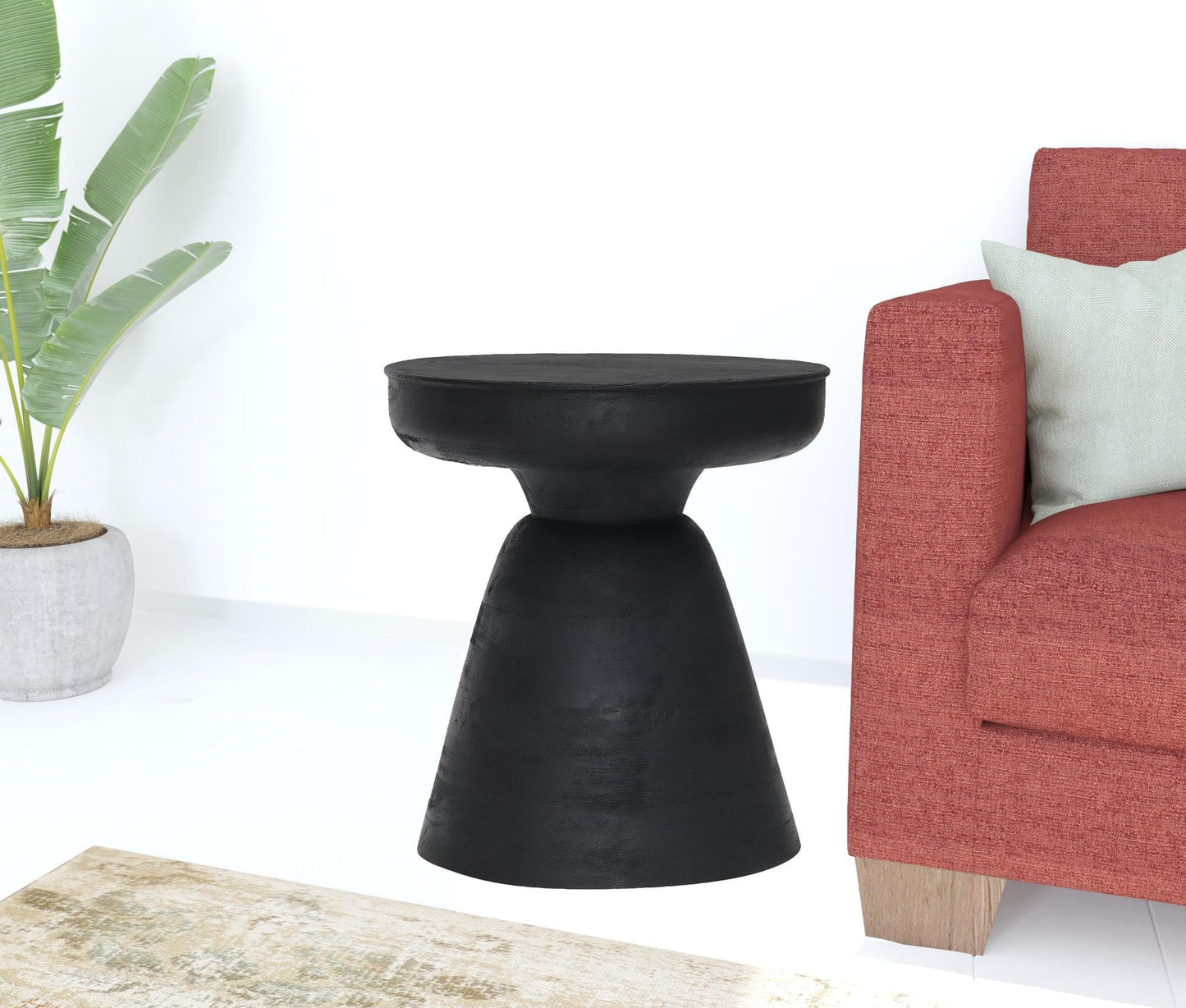 18" Black Solid Wood Round End Table - Homeroots - Flyclothing LLC