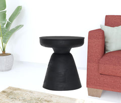 18" Black Solid Wood Round End Table - Homeroots
