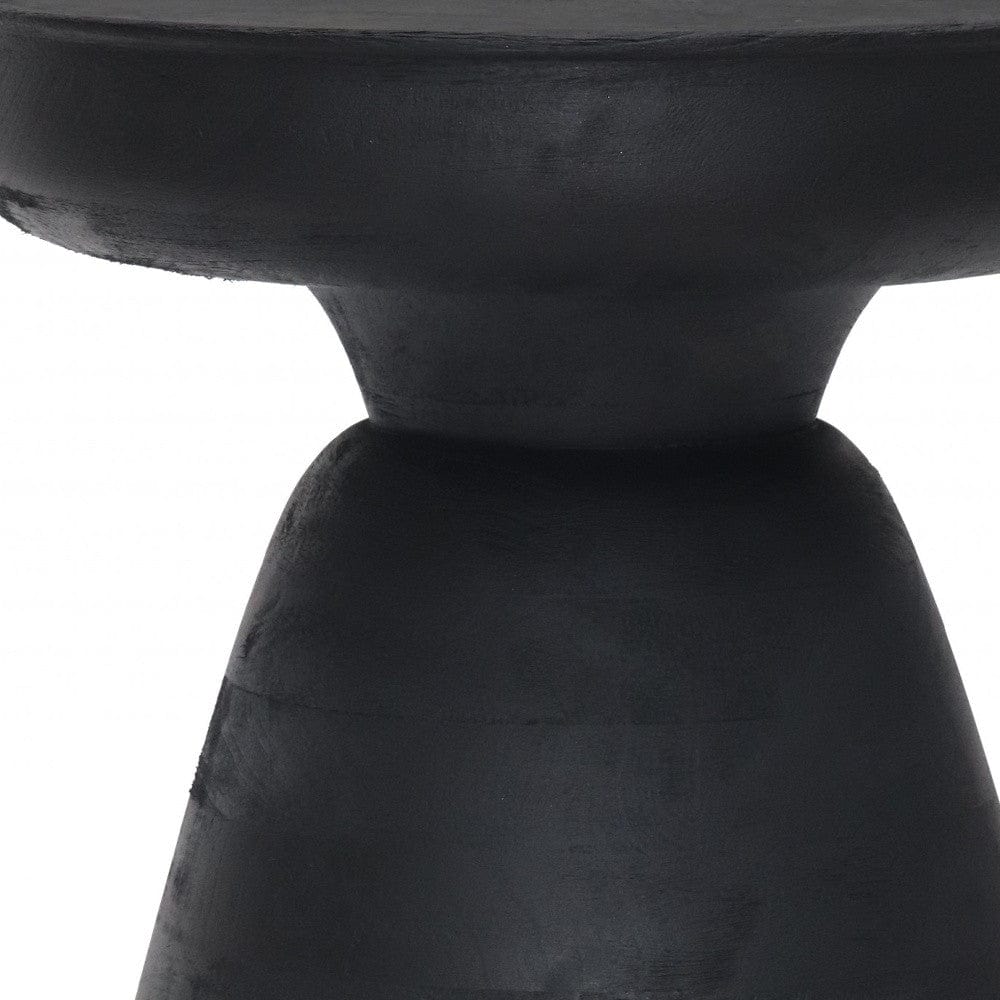 18" Black Solid Wood Round End Table - Homeroots