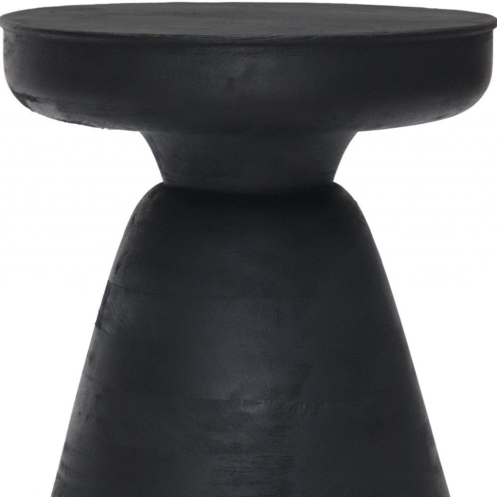18" Black Solid Wood Round End Table - Homeroots
