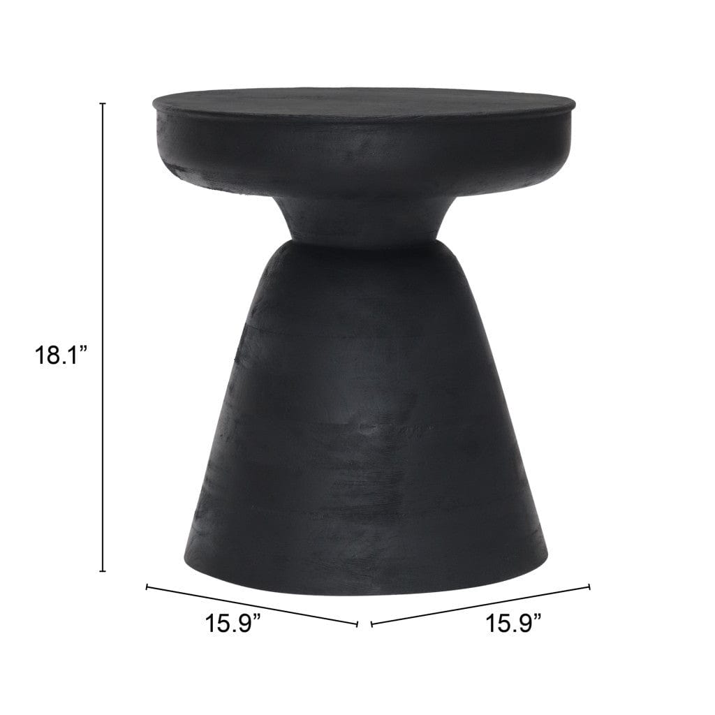18" Black Solid Wood Round End Table - Homeroots