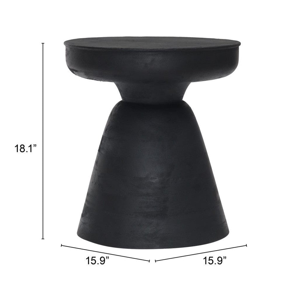 18" Black Solid Wood Round End Table - Homeroots - Flyclothing LLC