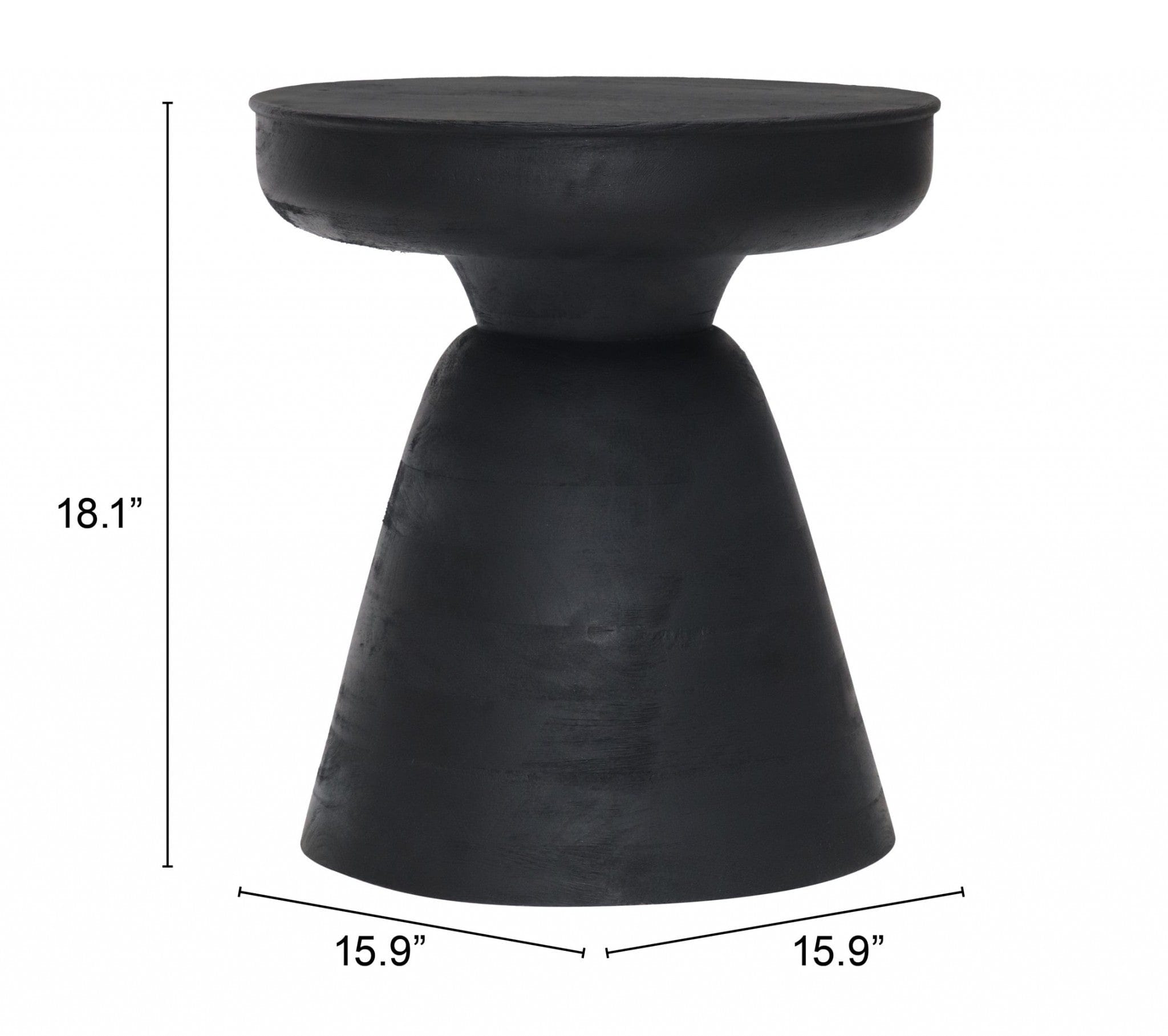18" Black Solid Wood Round End Table - Homeroots