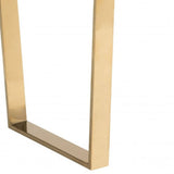 71" White And Gold Faux Marble And Steel Sled Base Dining Table - Homeroots - Flyclothing LLC