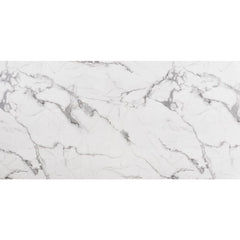 71" White And Gold Faux Marble And Steel Sled Base Dining Table - Homeroots