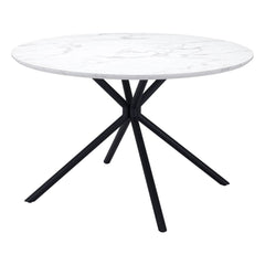 47" White And Black Rounded Steel Dining Table - Homeroots