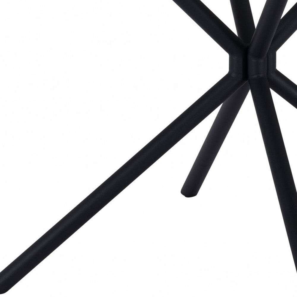 47" White And Black Rounded Steel Dining Table - Homeroots