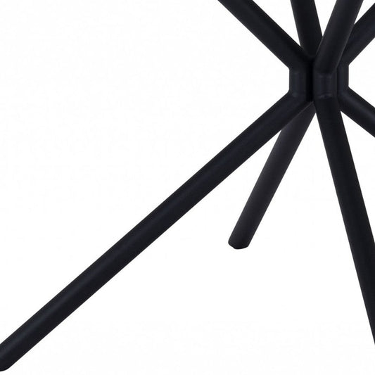 47" White And Black Rounded Steel Dining Table - Homeroots