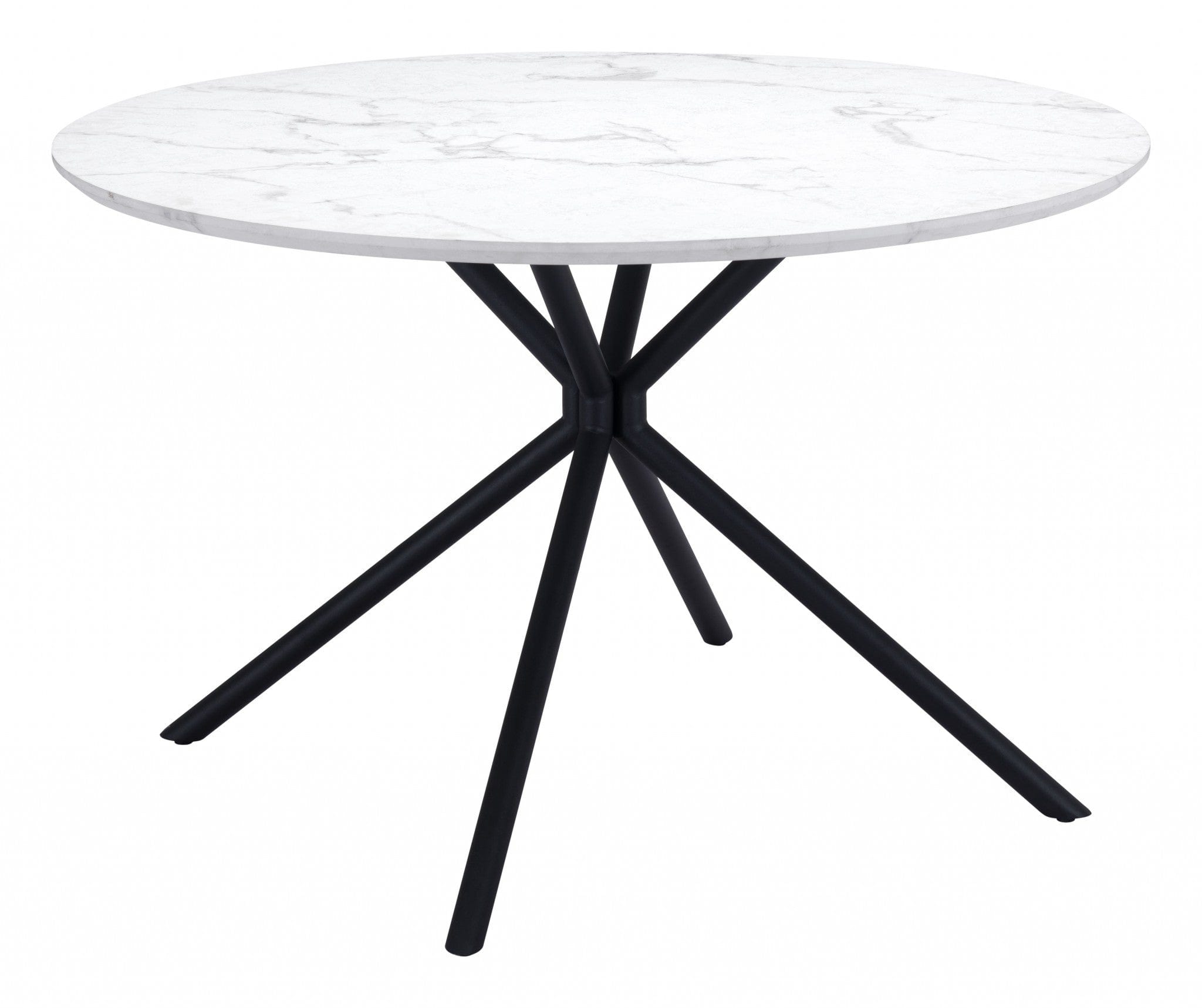 47" White And Black Rounded Steel Dining Table - Homeroots
