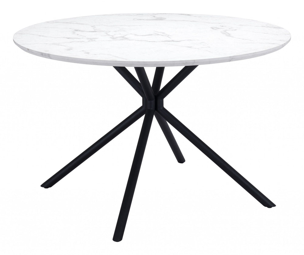 47" White And Black Rounded Steel Dining Table - Homeroots - Flyclothing LLC
