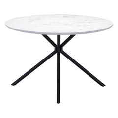 47" White And Black Rounded Steel Dining Table - Homeroots