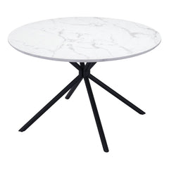 47" White And Black Rounded Steel Dining Table - Homeroots