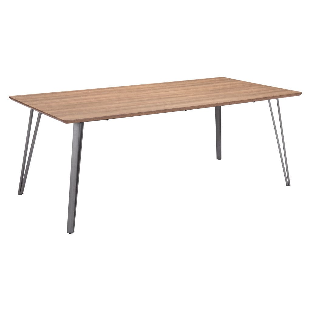 79" Wood Brown And Gray Steel Dining Table - Homeroots