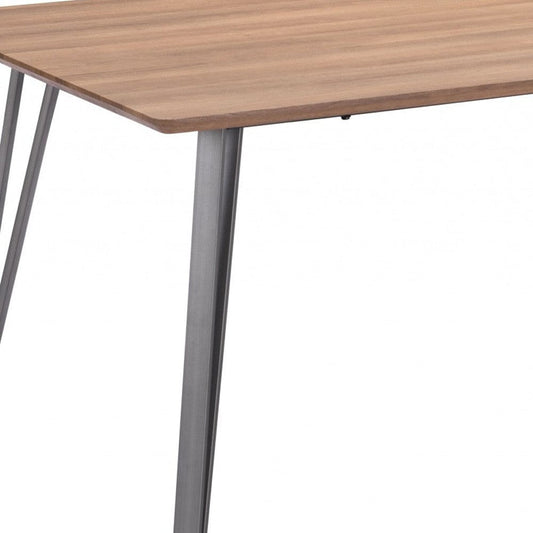 79" Wood Brown And Gray Steel Dining Table - Homeroots