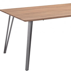 79" Wood Brown And Gray Steel Dining Table - Homeroots