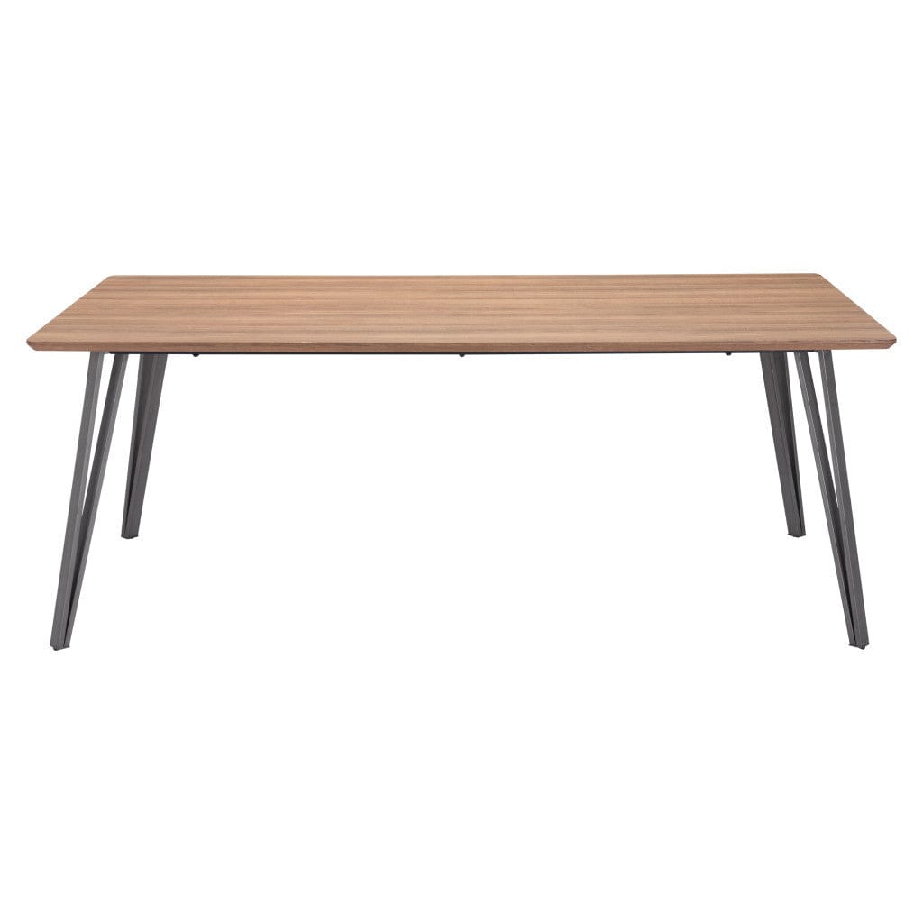 79" Wood Brown And Gray Steel Dining Table - Homeroots
