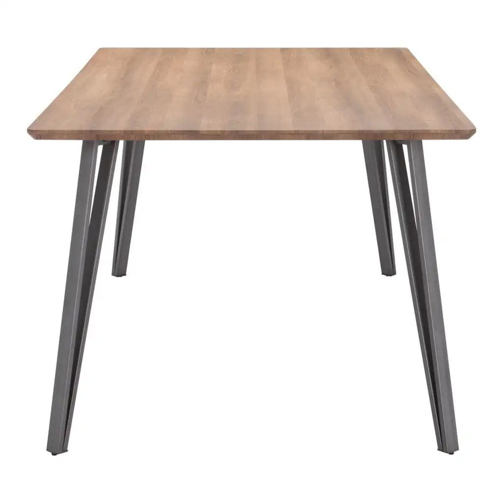 79" Wood Brown And Gray Steel Dining Table - Homeroots - Flyclothing LLC