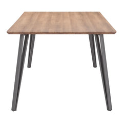 79" Wood Brown And Gray Steel Dining Table - Homeroots