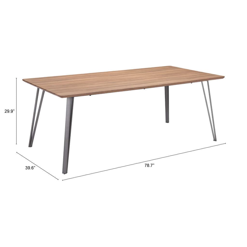 79" Wood Brown And Gray Steel Dining Table - Homeroots