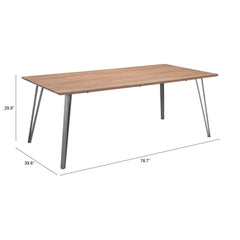 79" Wood Brown And Gray Steel Dining Table - Homeroots